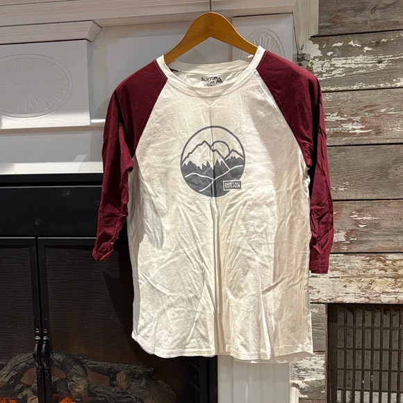 Burton Tops - Burton Maroon and Cream Baseball Tee